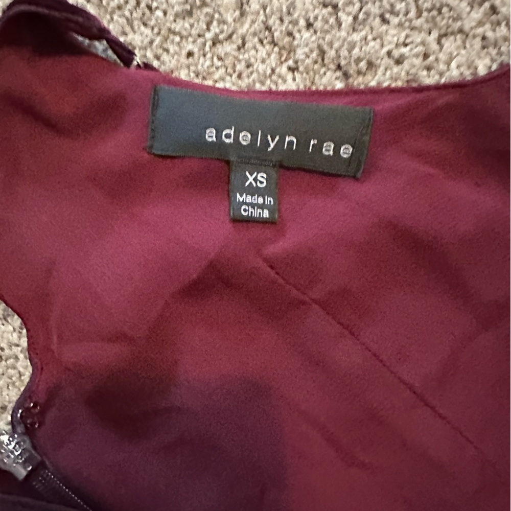 Adelyn Rae Velvet and Mesh Spaghetti Sweetheart neckline Mini Dress Burgundy - Picture 7 of 7